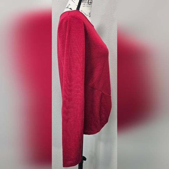 By & By Women's Long Sleeve Round Neck Hacci Light Knit Shirt Size Red Size M - Picture 6 of 13